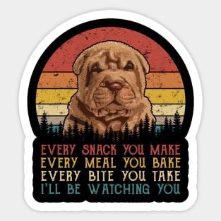 Retro Chinese Shar Pei Every Snack You Make Every Meal You Bake Sticker